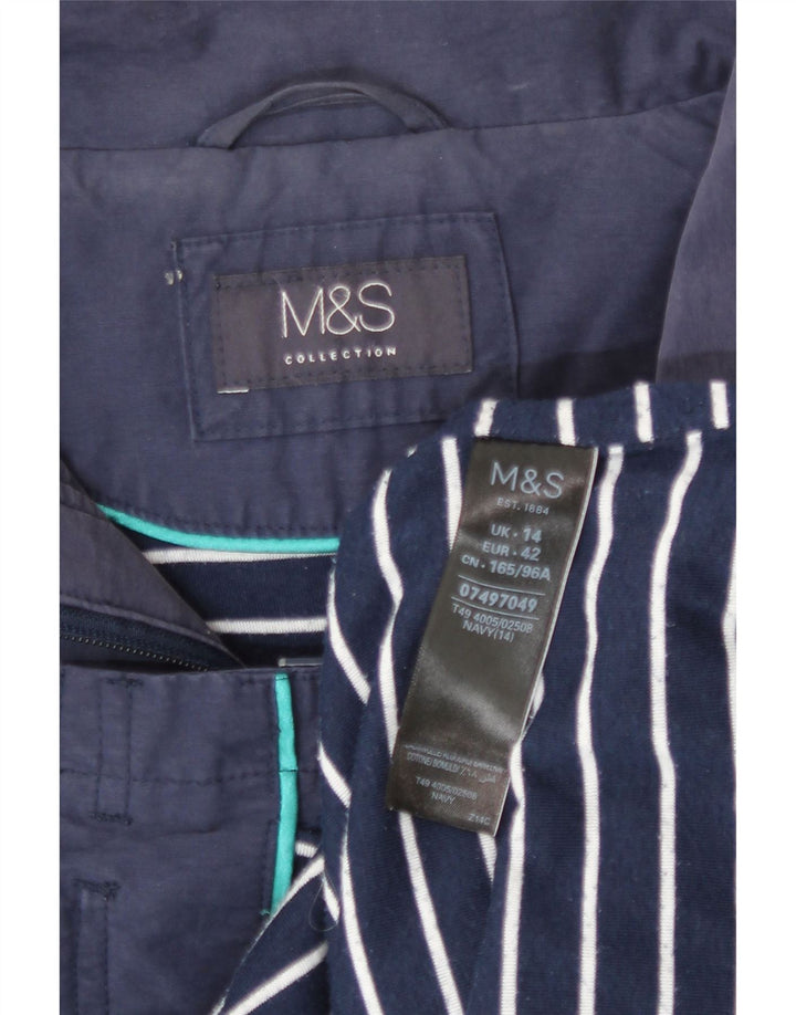 Marks & Spencer Veste Parka à capuche pour femme UK 14 Large Bleu marine Polyester