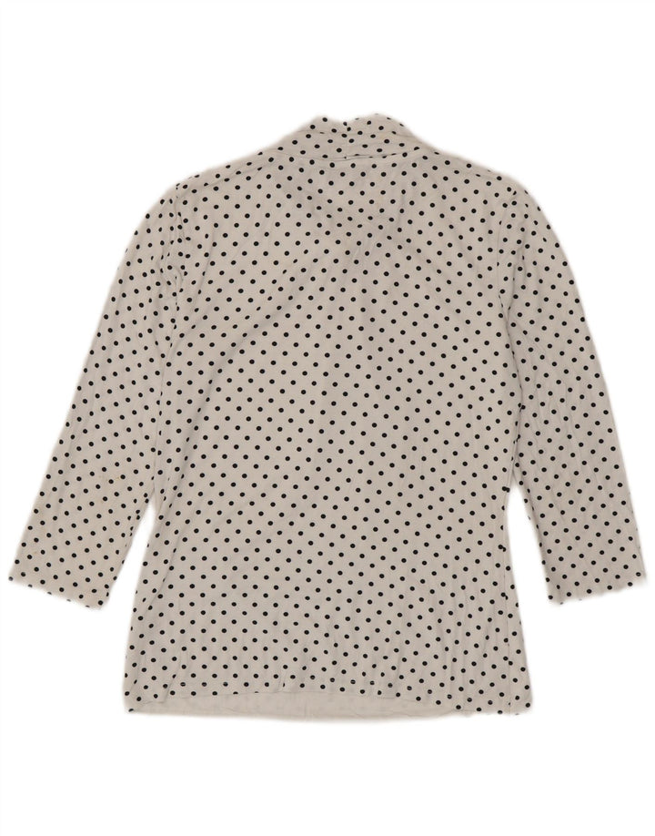 HOBBS Chemisier à manches 3/4 pour femme avec nœud sur le devant, taille 36, petit pois blanc