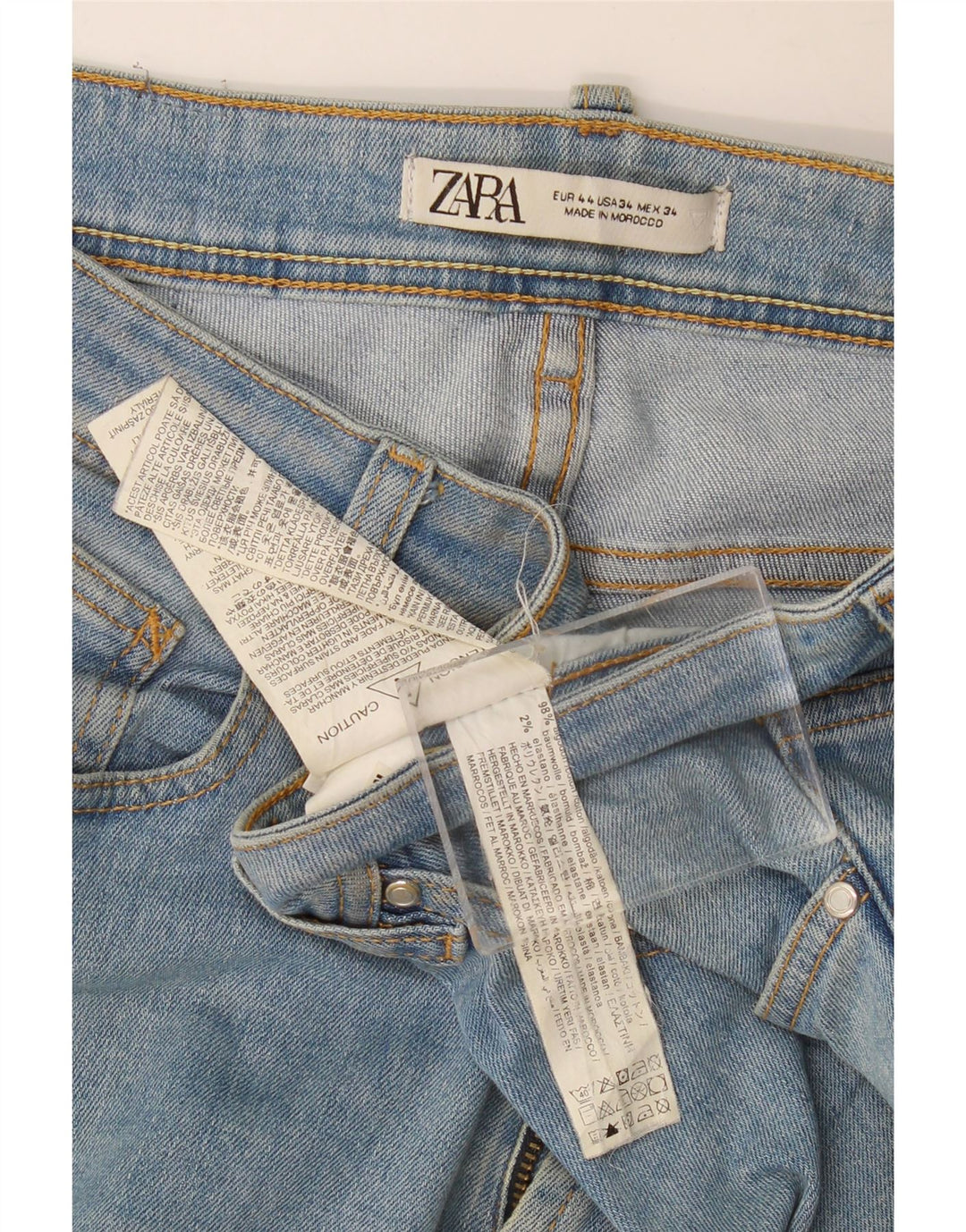 Zara Jean Slim Homme EU 44 Large W34 L30 Bleu Coton
