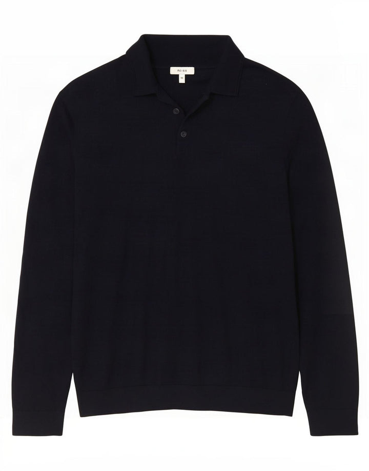 Reiss Pull Col Polo Homme Bleu Marine Moyen Laine