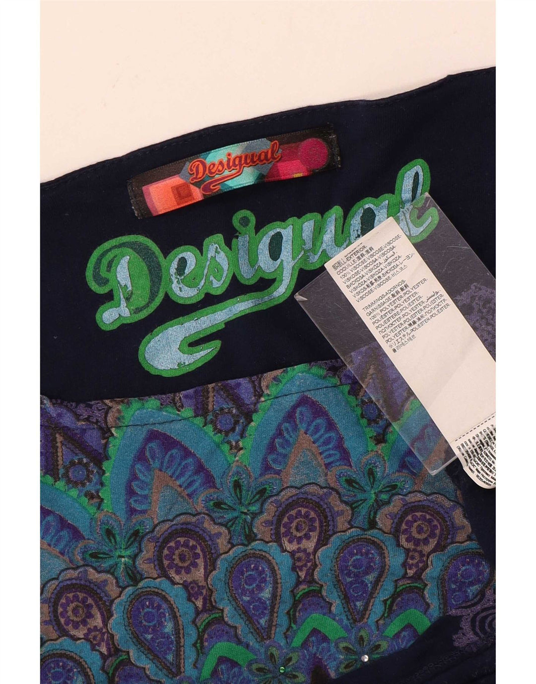 Desigual Womens Batwing Blouse Top UK 10 Small Bleu Marine Viscose