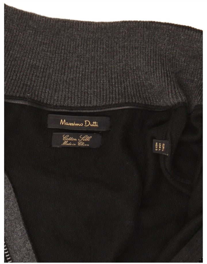 Massimo Dutti Cardigan entièrement zippé pour homme en coton noir Taille L