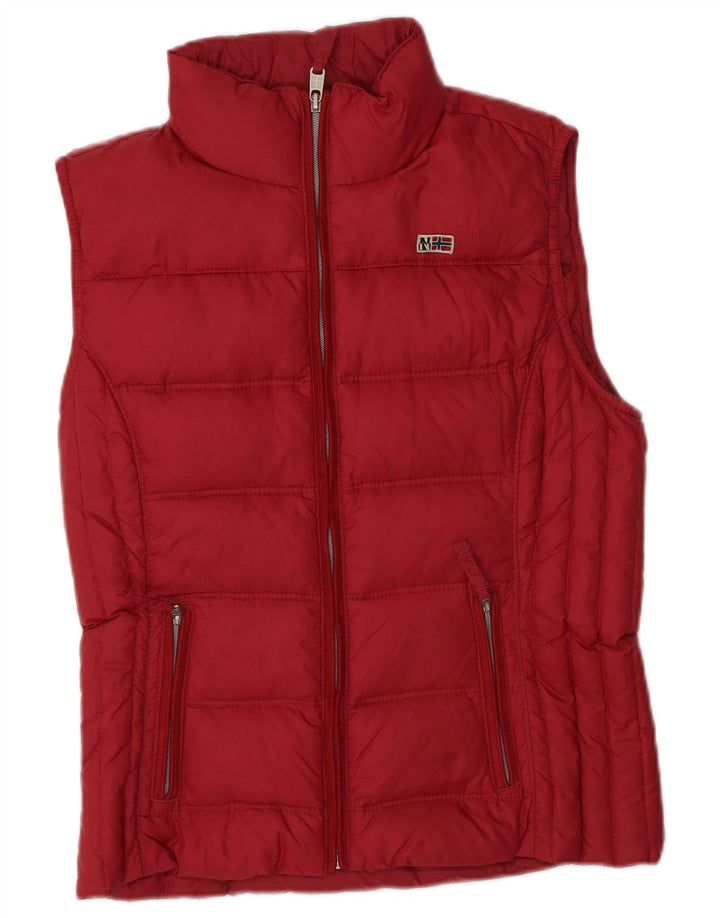 NAPAPIJRI Gilet rembourré graphique pour femme UK 12 Rouge moyen Polyamide