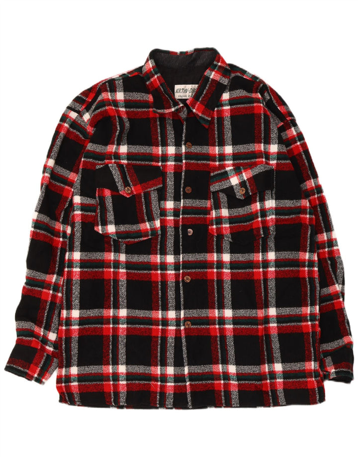 Chemise en flanelle Vintage pour hommes 2XL, Polyester à carreaux noirs