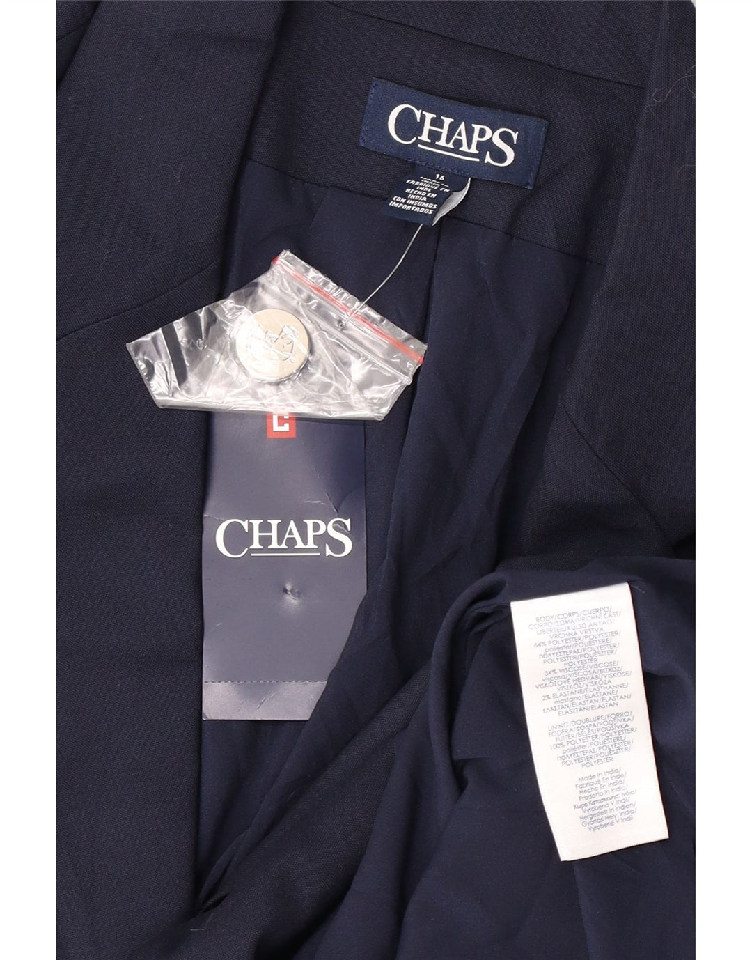 Chaps Veste blazer à 2 boutons pour femme US 16 2XL Bleu marine Polyester