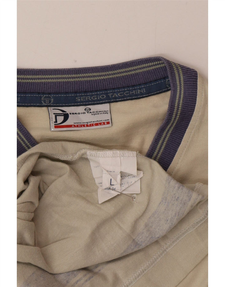 Sergio Tacchini T-Shirt Homme Haut Large Beige Colourblock Coton