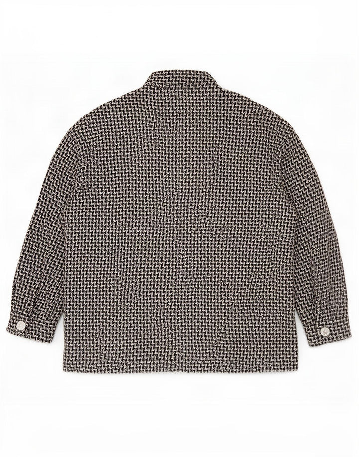 Zara Veste bomber surdimensionnée pour femme UK 14 en coton pied-de-poule noir moyen