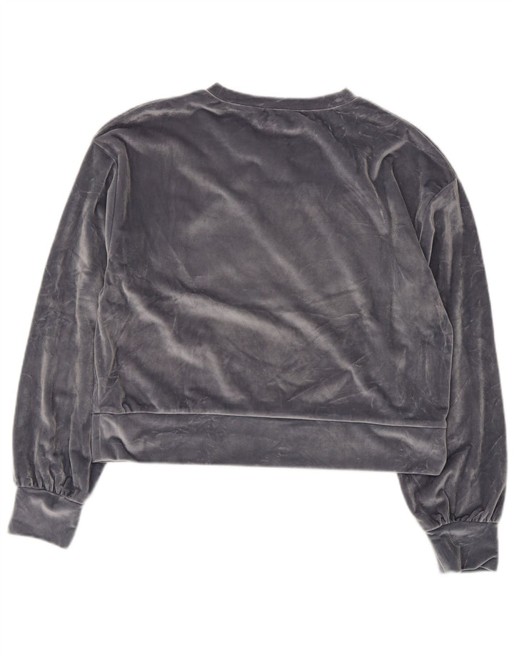 Zara Womens Crop Velour Sweat-shirt surdimensionné UK 10 Petit Gris