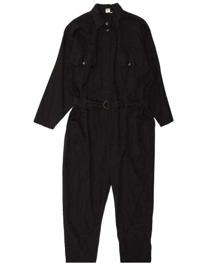 vintage Femme Manches Longues Combinaison IT 42 Moyen Noir Coton