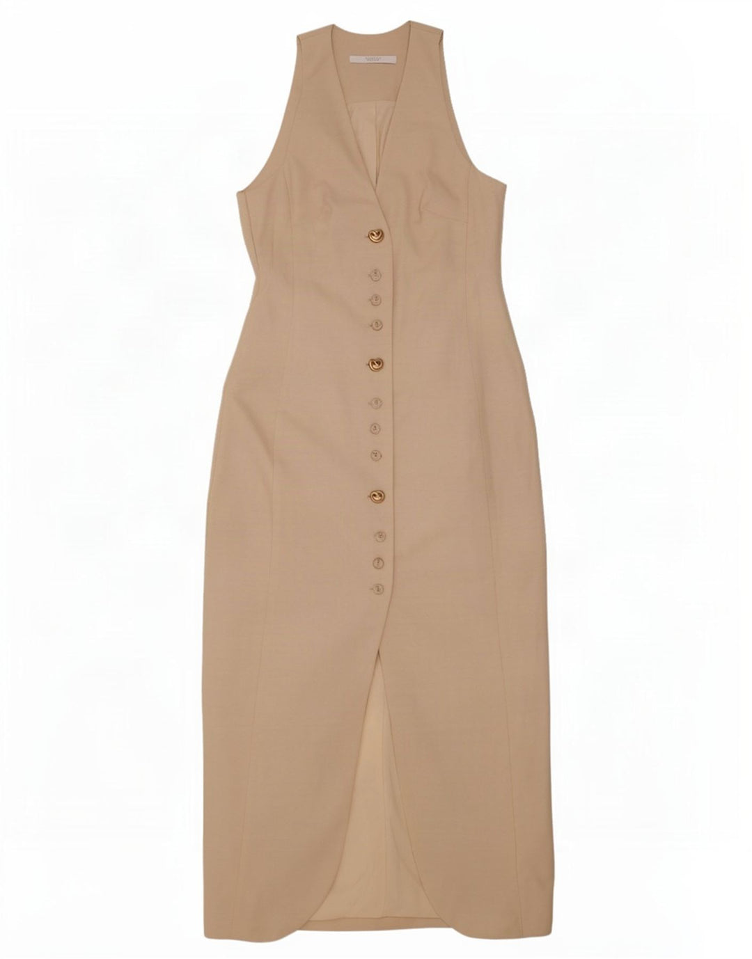 Michelle Keegan Robe longue sans manches pour femme UK 12 Polyester beige moyen