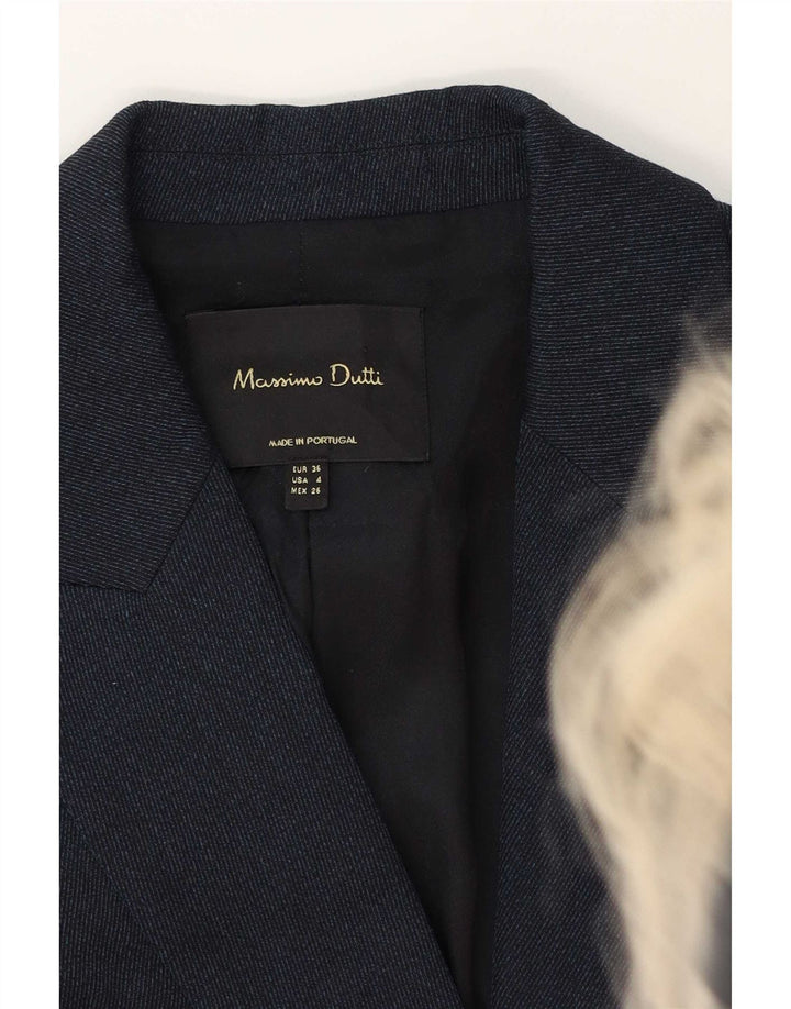 Massimo Dutti Veste Blazer 1 Bouton Femme EU 36 XS Bleu Marine Viscose