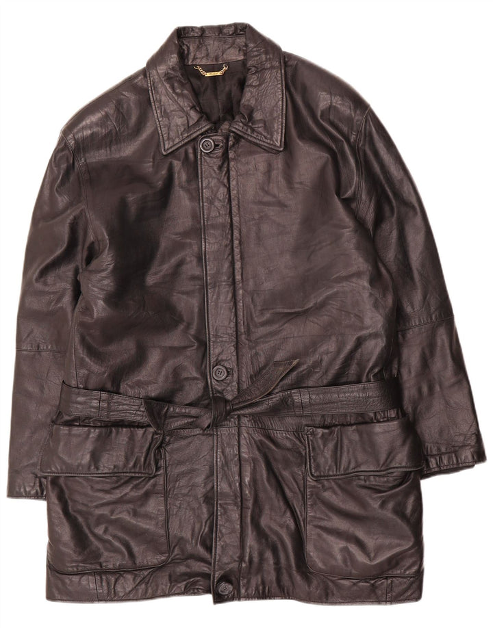 Michel Manteau En Cuir Homme IT 48 Moyen Noir