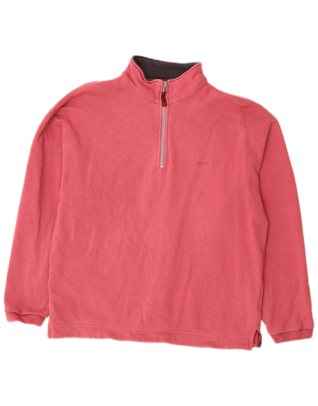 Musto Mens Performance Zip Neck Sweatshirt Jumper Petit Rose Coton
