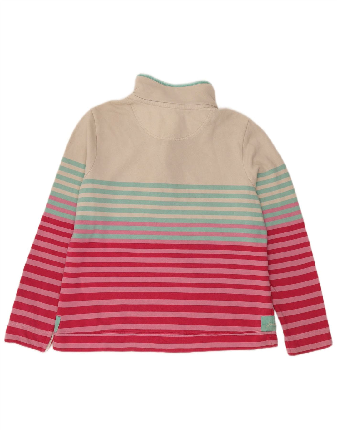 Joules Womens Button Neck Sweatshirt Jumper UK 16 Large Blanc Rayé