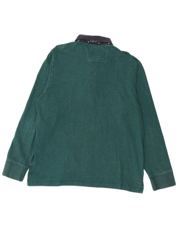 CREW CLOTHING Polo de Rugby à Manches Longues pour Homme XL Vert Colorblock