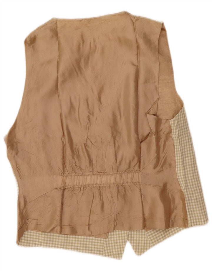 gilet femme vintage UK 12 Medium Beige Gingham