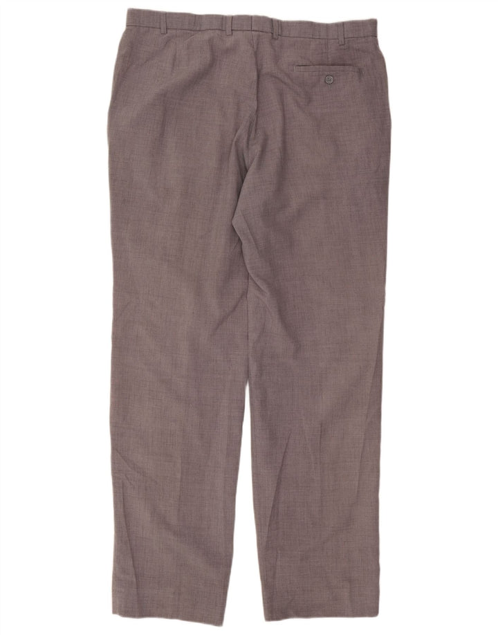 Marks & Spencer Pantalon de Costume Droit Homme W40 L35 Gris Polyester