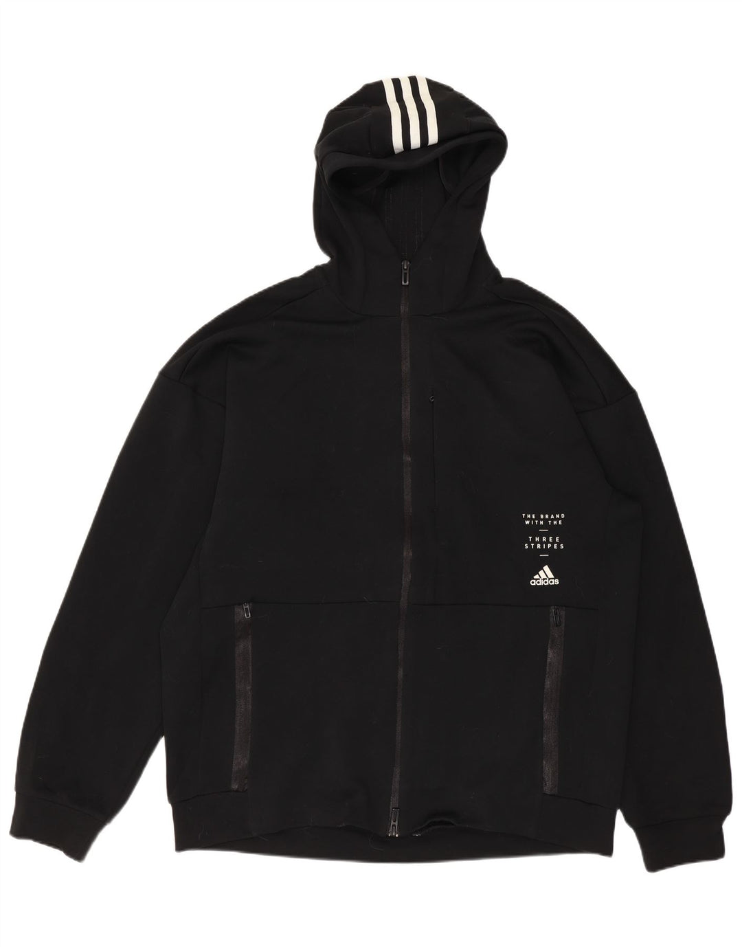 ADIDAS Pull à capuche zippé Climalite Graphic pour homme en polyester noir moyen