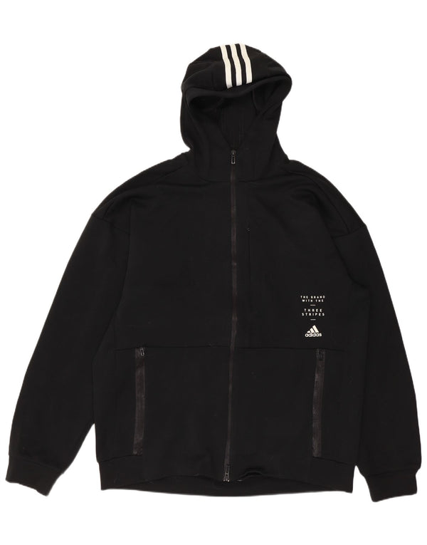 ADIDAS Pull à capuche zippé Climalite Graphic pour homme en polyester noir moyen