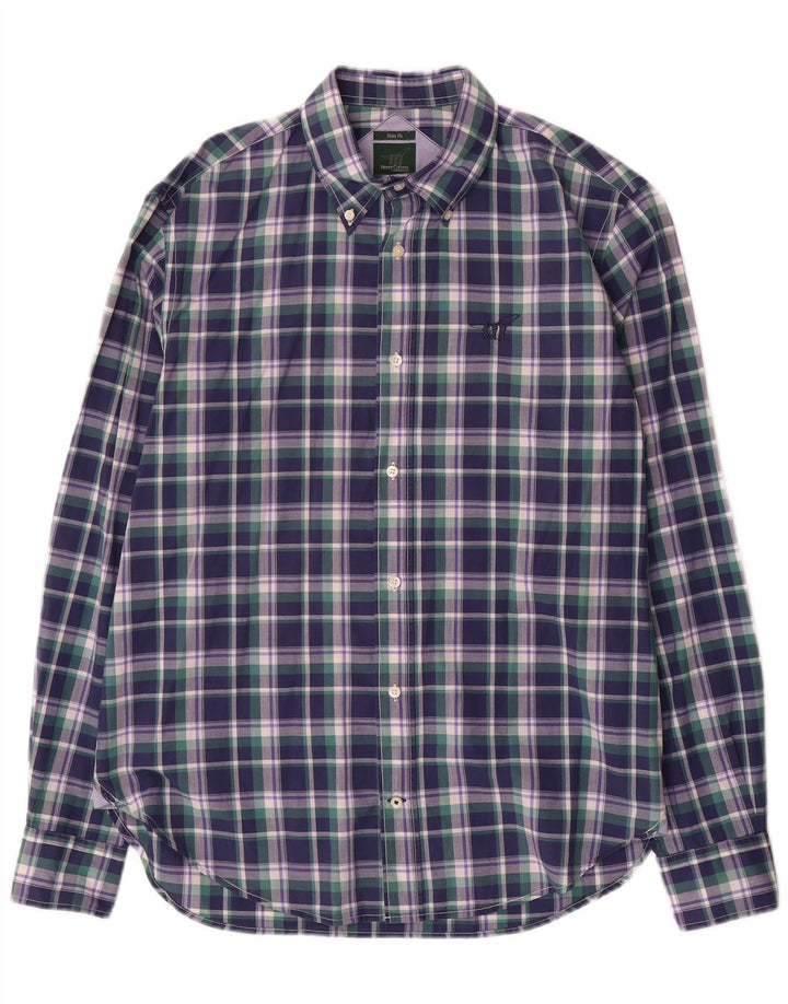 Henry Cottons Chemise slim fit pour homme Taille 39 Bleu marine moyen à carreaux en coton