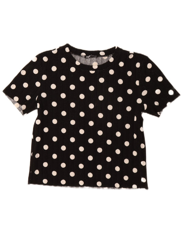 Zara T-Shirt Femme Top UK 14 Grand Pois Noir