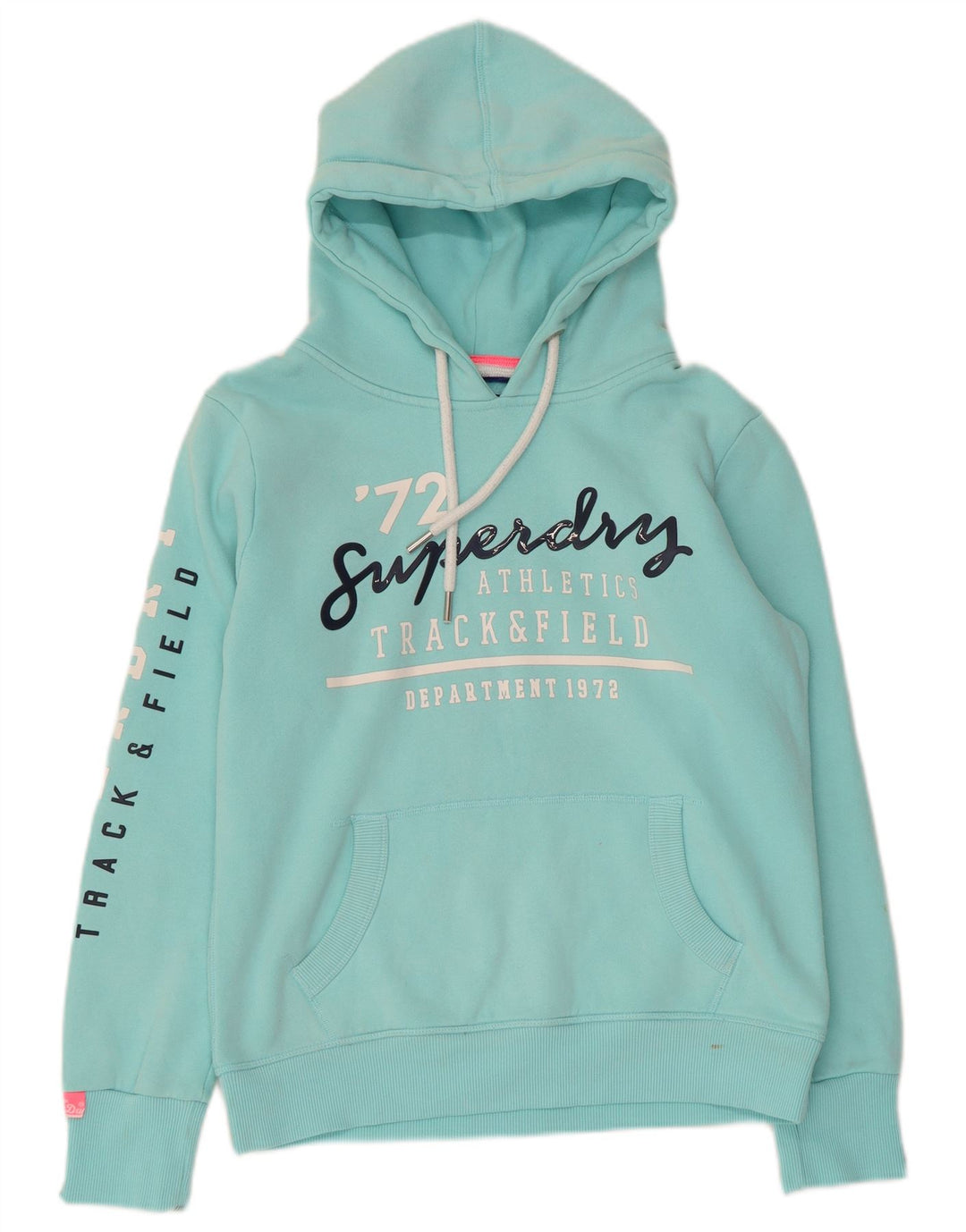 SUPERDRY Pull à capuche graphique surdimensionné pour femme UK 10 Small Turquoise