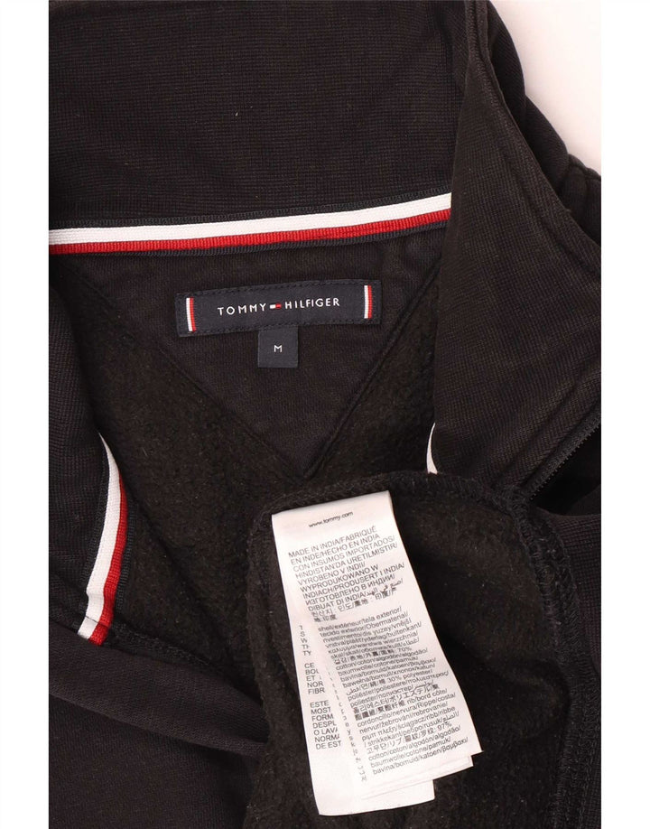 Tommy Hilfiger Sweat-shirt graphique à col zippé pour homme en coton noir moyen