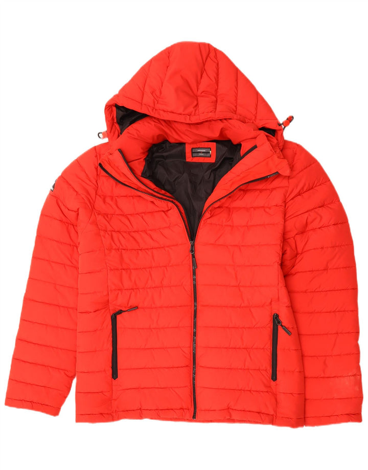 Superdry Veste matelassée à capuche pour hommes UK 40 Large Rouge Polyester
