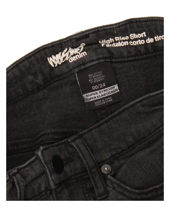 MOSSIMO Womens Distressed High Rise Denim Shorts US 00 2XS W24 Black Vintage Mossimo and Second-Hand Mossimo from Messina Hembry 