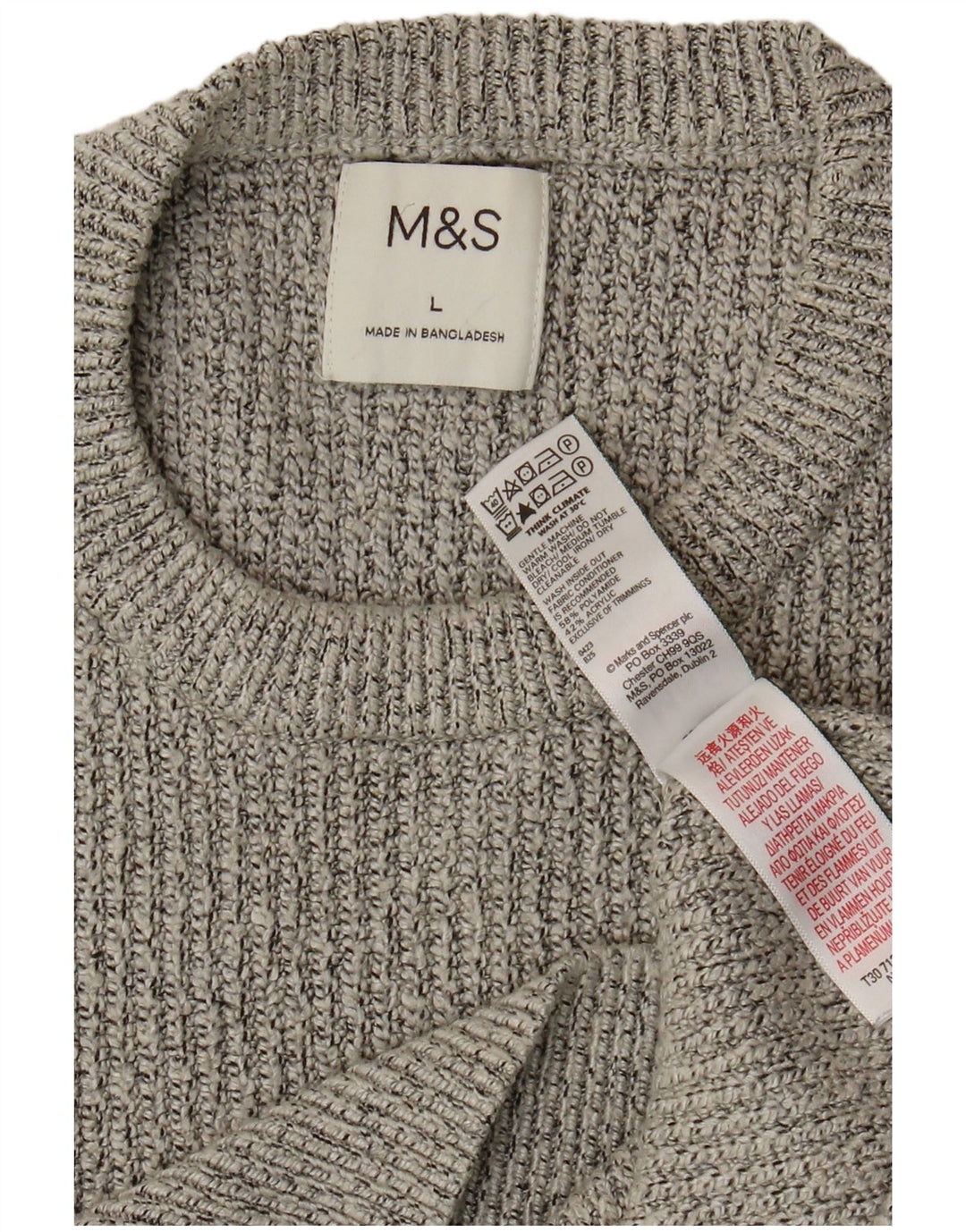 Marks & Spencer Pull ras du cou pour homme, grand gris, polyamide