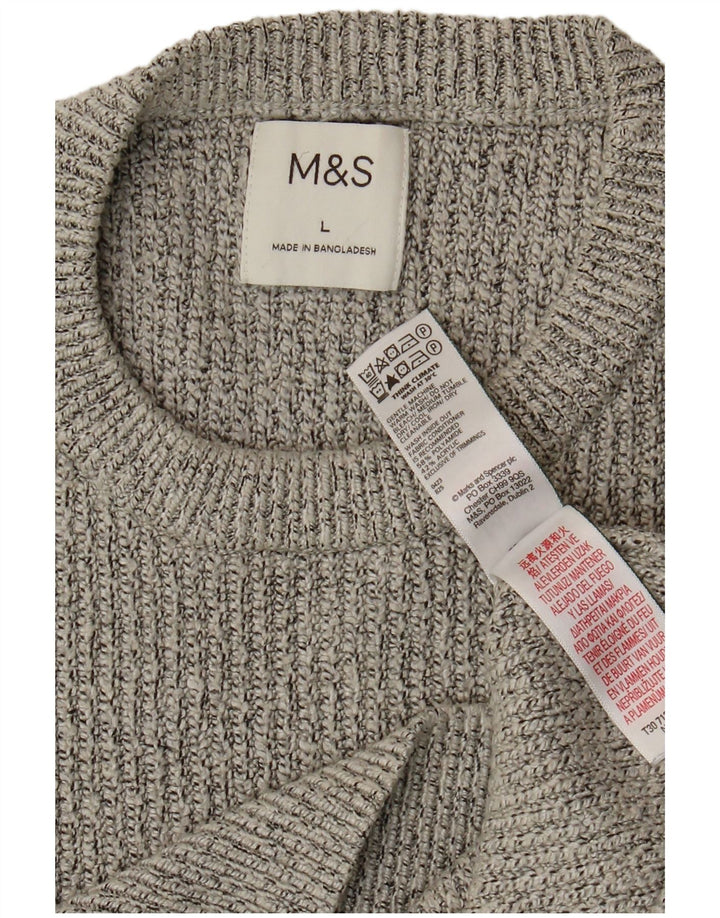 Marks & Spencer Pull ras du cou pour homme, grand gris, polyamide