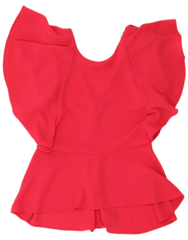 Zara Femme Chemisier Top UK 12 Rose Moyen Polyester