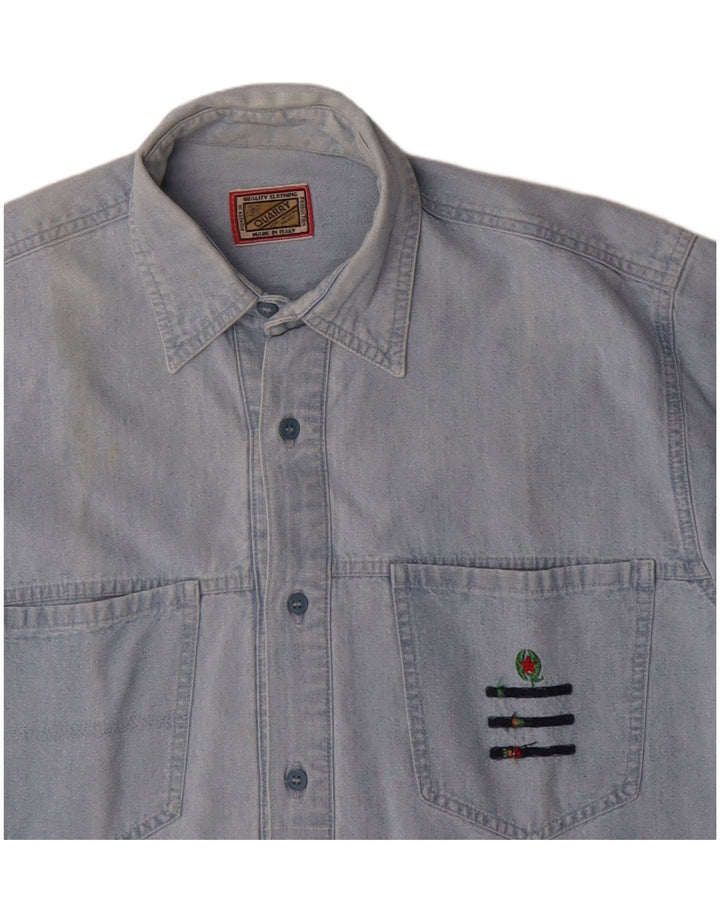 Quarry Chemise En Jean Homme Bleu Moyen Coton