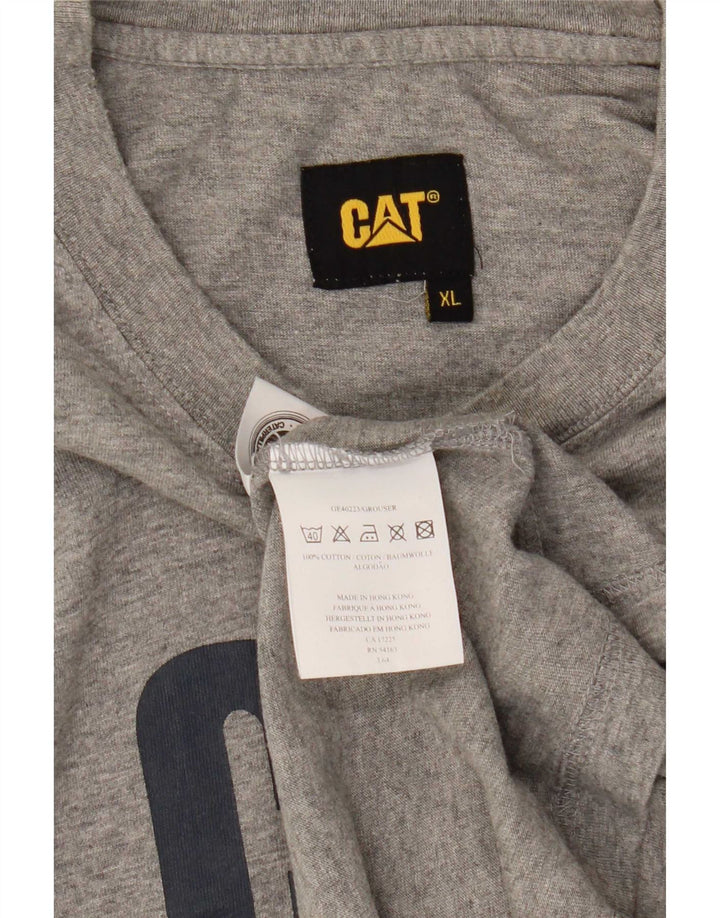 CAT T-Shirt Graphique Homme Top XL Gris Coton