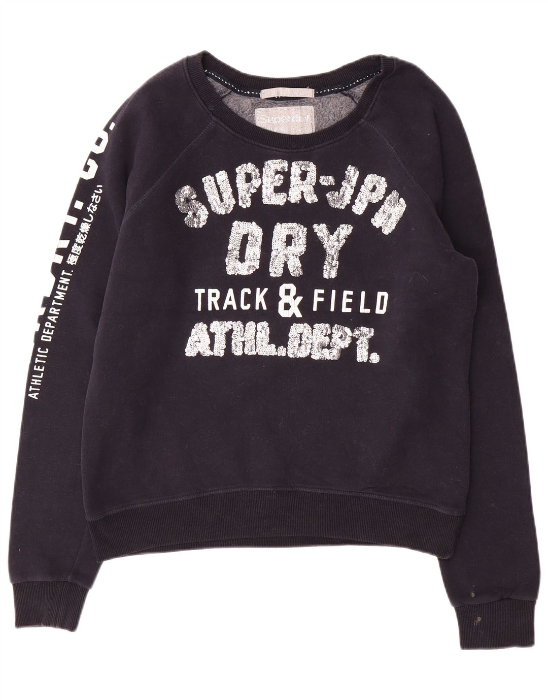 SUPERDRY Sweat-shirt court d'athlétisme pour femme UK 16 Large Bleu marine