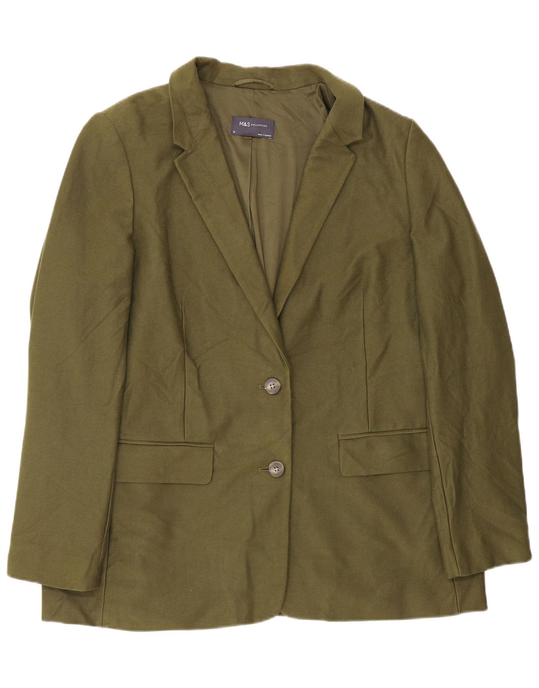 Marks & Spencer Veste blazer à 2 boutons pour femme UK 18 XL Coton kaki