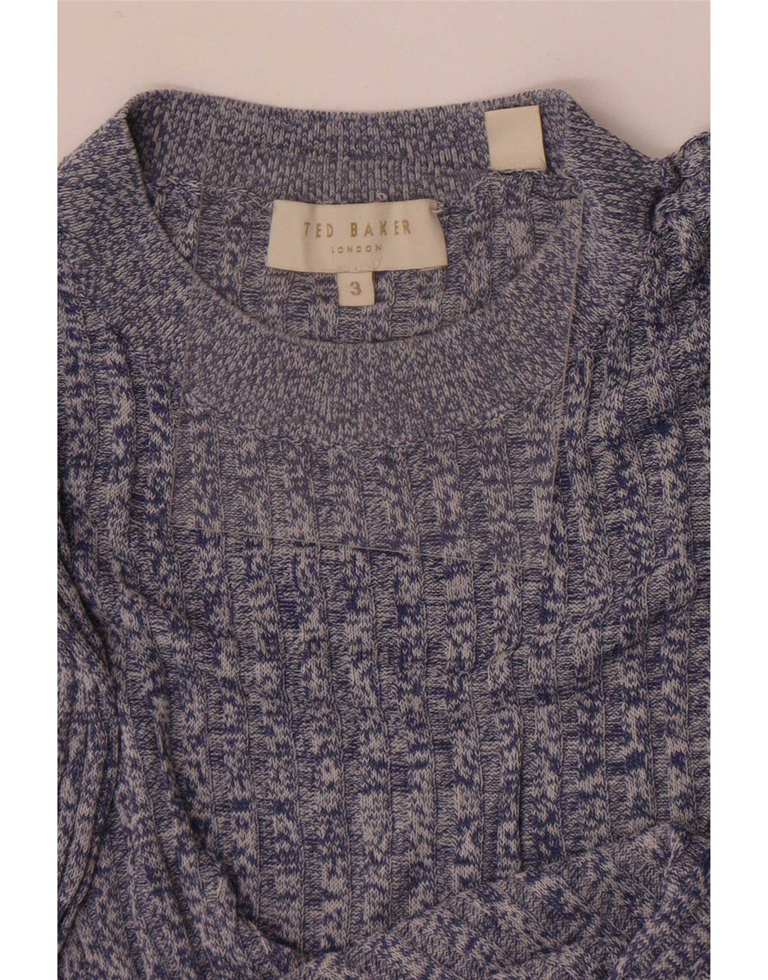 Ted Baker Pull ras du cou pour femme Taille 3 Bleu moyen moucheté