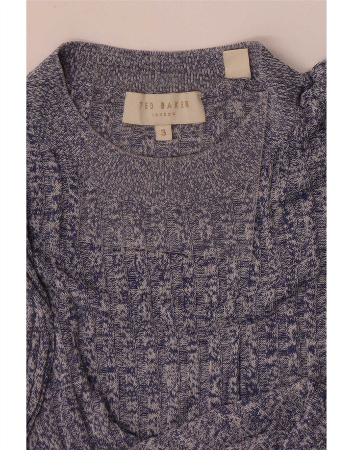 Ted Baker Pull ras du cou pour femme Taille 3 Bleu moyen moucheté