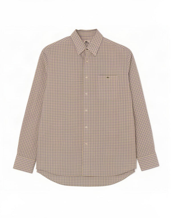 Lacoste Chemise Homme Taille 44 XL Jaune Check Coton