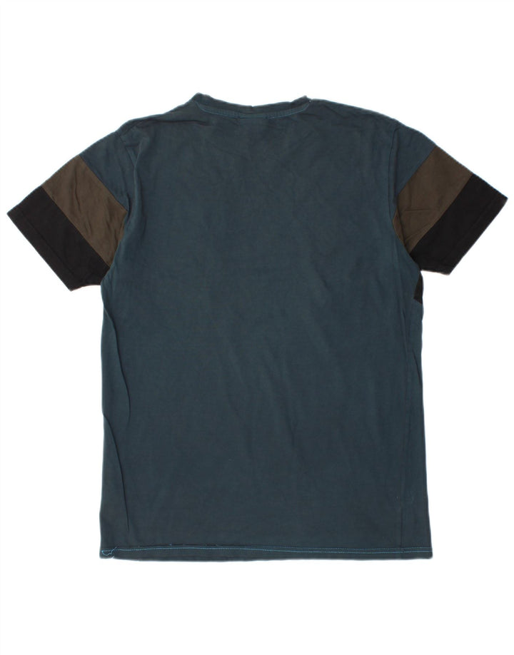 ELLESSE Mens Graphic T-Shirt Top Medium Green Colourblock
