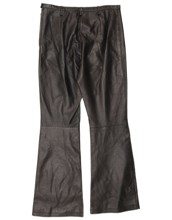 Pantalon en cuir Bootcut femme vintage US 6 Moyen W30 L30 Cuir Noir