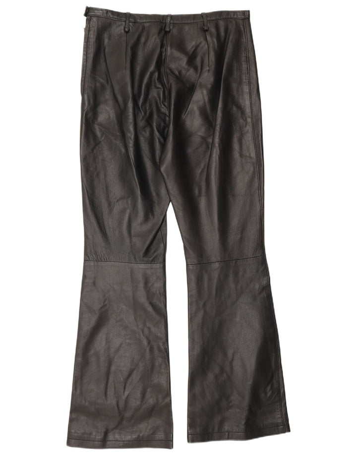Pantalon en cuir Bootcut femme vintage US 6 Moyen W30 L30 Cuir Noir