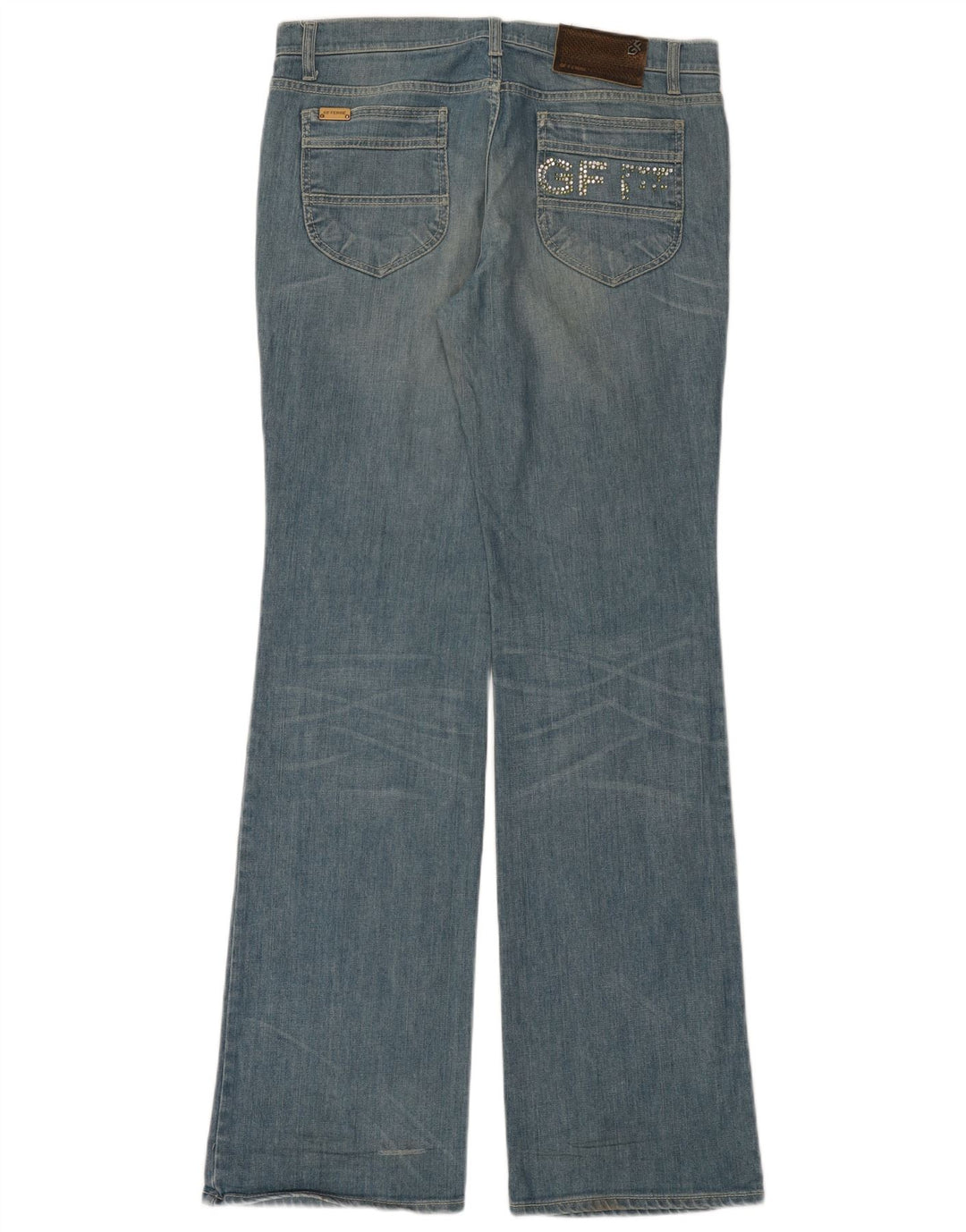 Gianfranco Ferre Jean bootcut graphique femme W31 L35 coton bleu