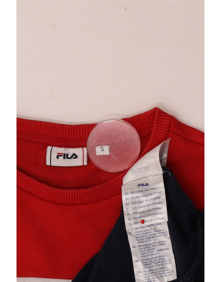 Fila Sweat-shirt surdimensionné graphique pour femme UK 10 Small Rouge Colourblock