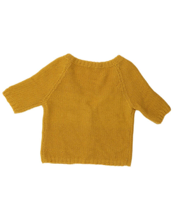 vintage Femmes 1/2 Manches Crop Cardigan Pull UK 10 Petit Vert