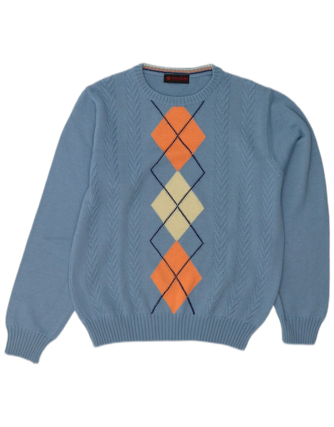 Il Granchio Pull Col Rond Homme Bleu Moyen Argyle/Diamond Laine