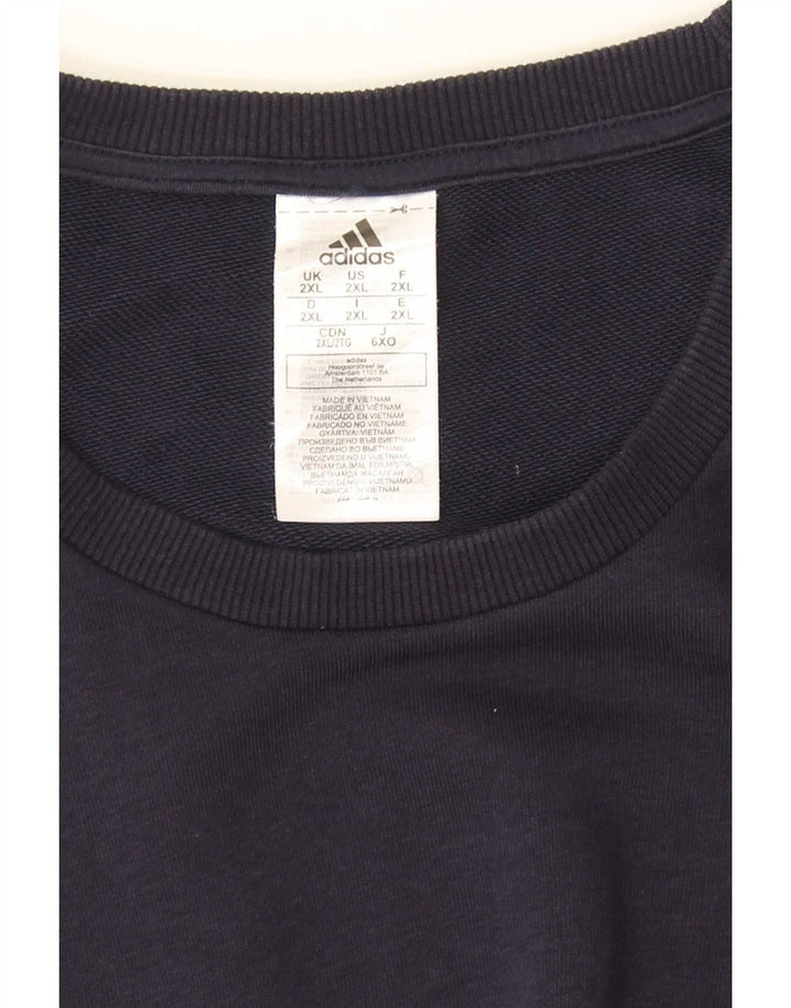 Adidas Sweat-shirt pour homme en coton bleu marine 2XL