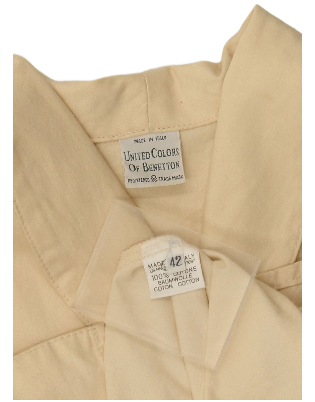 Benetton Pardessus Oversize Femme IT 42 Coton Beige Moyen