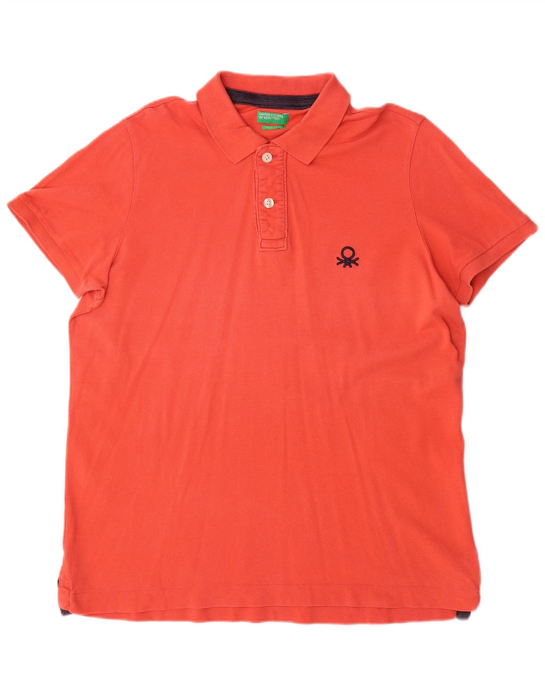 Benetton Polo Muscle Fit XL Orange Coton Homme