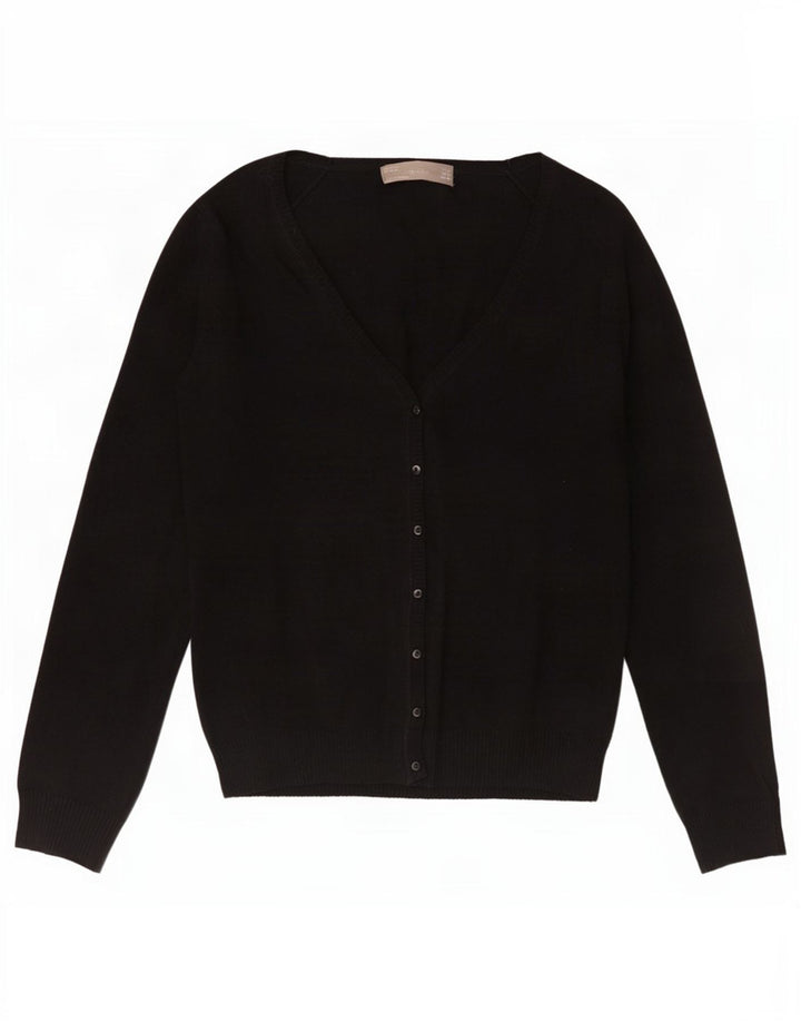 Zara Femme Cardigan Pull UK 12 Moyen Noir Coton